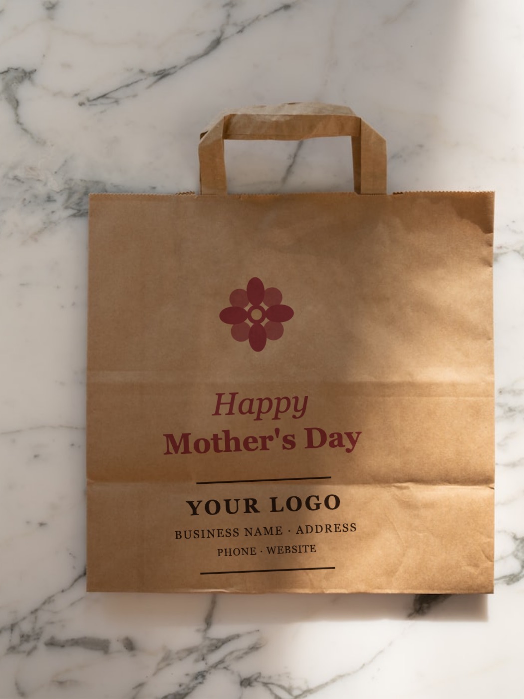 Kraft bag printed with a flower and Happy Mother's Day