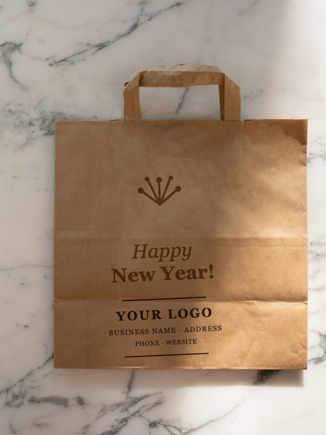 Kraft bag printed with fireworks and Happy New Year