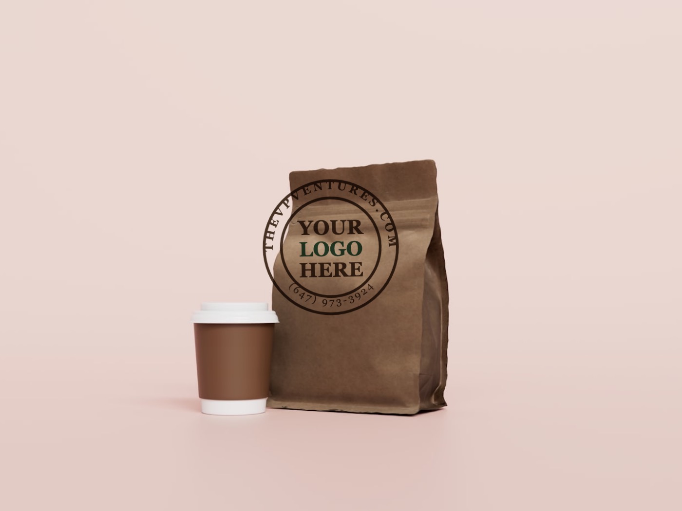 Kraft pouch with a printed sample roundel