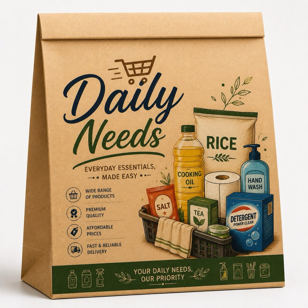 Daily-needs grocery bag design that turns everyday essentials into brand exposure